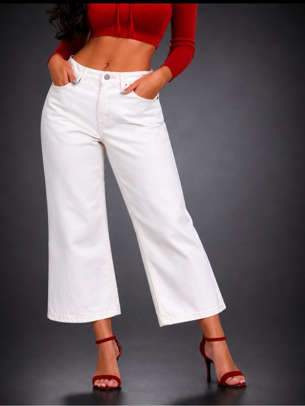 Ralph Lauren 31x26 Crop Wide Leg Jeans White NWT 100% Cotton